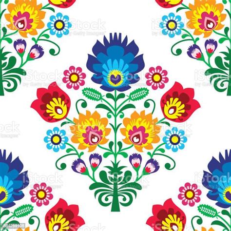 Seamless Folk Art Vector Pattern Polish Traditional Repetitive Design