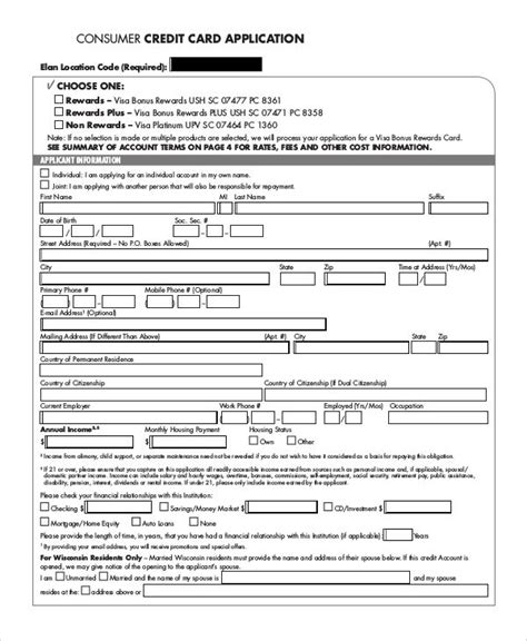 A Credit Card Application Form Is Shown