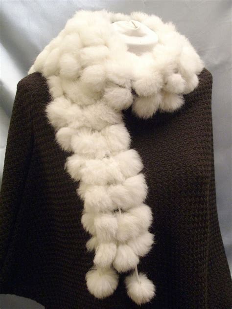 Rabbit Fur Pom Pom Scarf By StudioCybele On Etsy