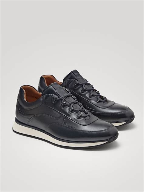 Blue Leather Trainers With Hooks Men Massimo Dutti