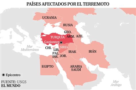 Mapa Los países afectados por el terremoto de Turquía Cómo