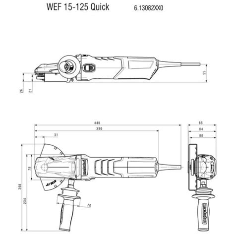 Metabo Wef Quick Flat Head Angle Grinder Mm