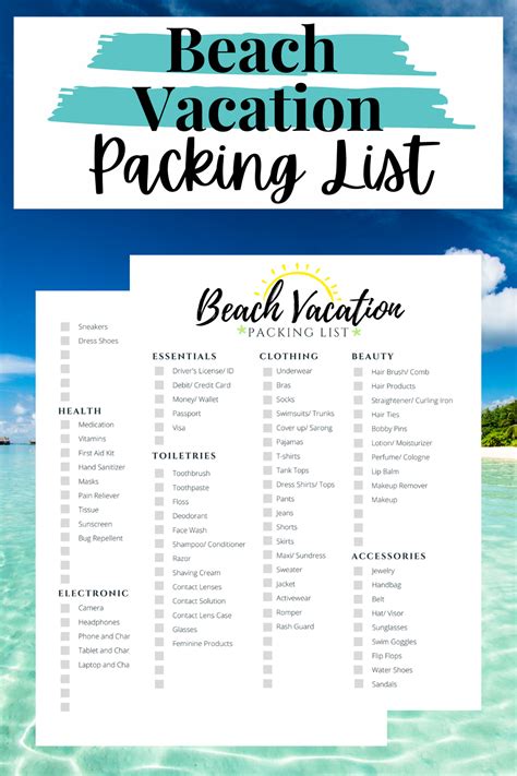 Printable Packing List Vacation - Printable Word Searches