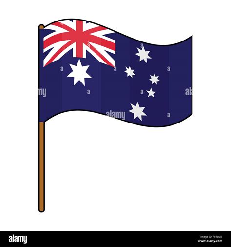 Australian flag icon in cartoon design isolated on white background ...