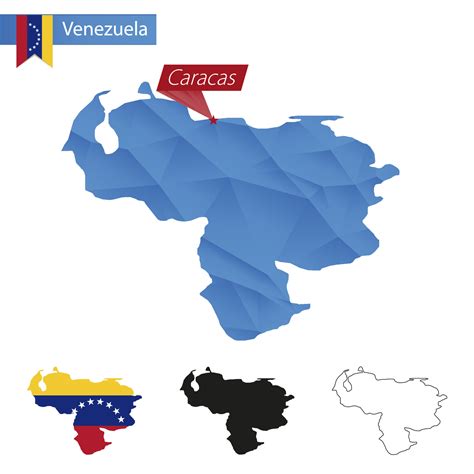 Venezuela blue Low Poly map with capital Caracas. 18818085 Vector Art