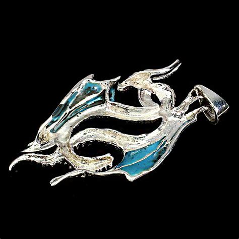 925 Sterling Silber Anhänger Drache 60 x 32 mm Türkis Markasit