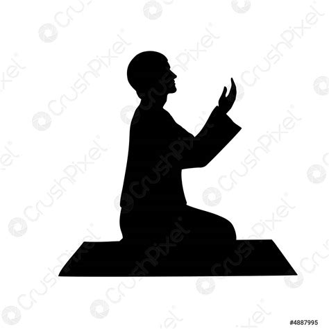 Silhouette Of Muslim Man Praying Stock Vector 4887995 Crushpixel