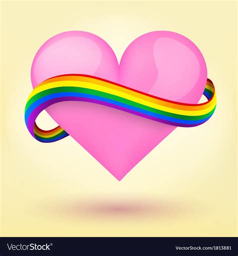 Lgbt Background Heart And Rainbow Ribbon Vector Image