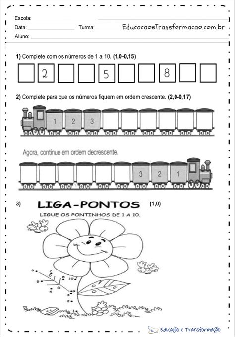 Atividade Primeiro Ano Matematica