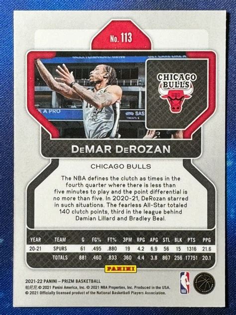 DeMar DeRozan 2021 22 Panini Prizm 113 Chicago Bulls EBay