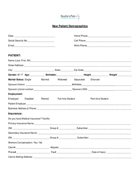 Fillable Online Patient Demographics Form Fill Sign Emailpdf Fax Email Print Pdffiller