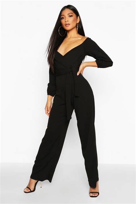 Womens Off The Shoulder Wide Leg Jumpsuit Boohoo Uk