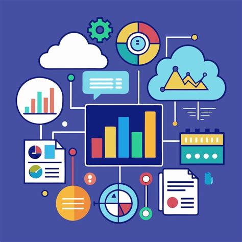 Colorful Infographic With Charts And Graphs Connected By Lines