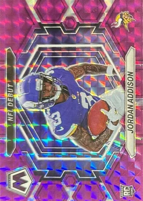 Jordan Addison 2023 Mosaic ND 14 NFL Debut Purple 49 Price Guide