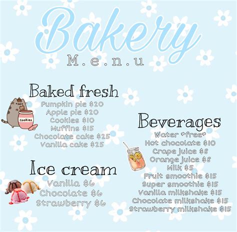 Bakery Menu Decal Bakery Menu Cafe Sign Bloxburg Decal Codes