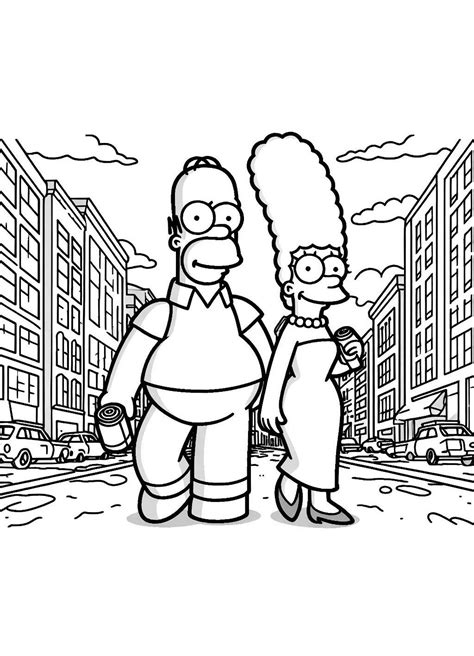 Dibujos Para Imprimir Y Colorear De Cartoon Homer E Marge Simpson