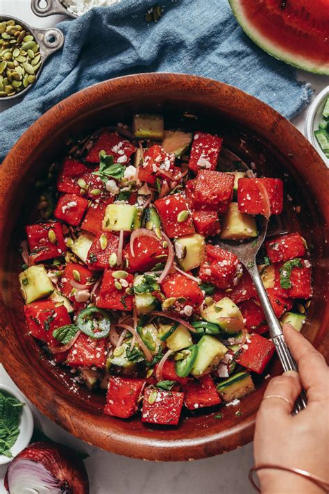 Minty Watermelon Cucumber Salad Vegan Minimalist Baker Recipes