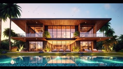 Modern Tropical House Architecture Design Concept 3d Illustration From