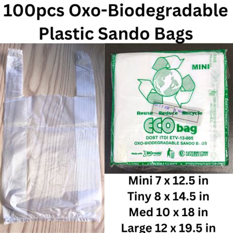 Pcs Oxo Biodegradable Eco Bag Hd Plastic Sando Bag White And