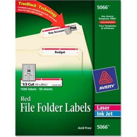 Avery Avery Self Adhesive Laser Inkjet File Folder Labels White Red