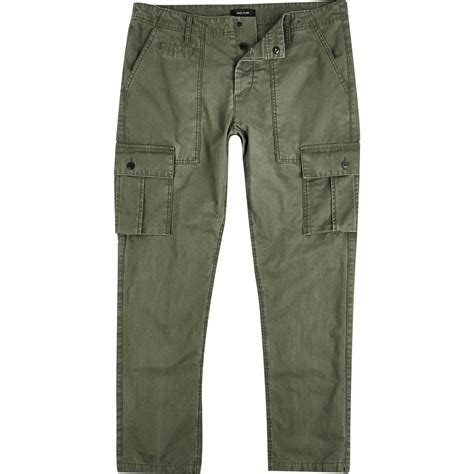 Lyst - River Island Khaki Slim Cargo Trousers in Green for Men