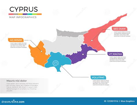 Cyprus Map Infographics Vector Template With Regions And Pointer Marks