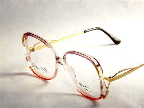 Vintage Salmon Pink And Gold Eyeglass Frames Womens Funky Metal Glasses Eyeglass Frames