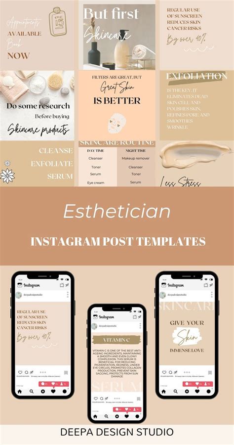 Esthetician Instagram Templates Canva Skincare Social Media Etsy