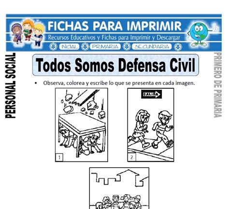 Somos Defensa Civil Para Primero De Primaria Fichas Para Imprimir