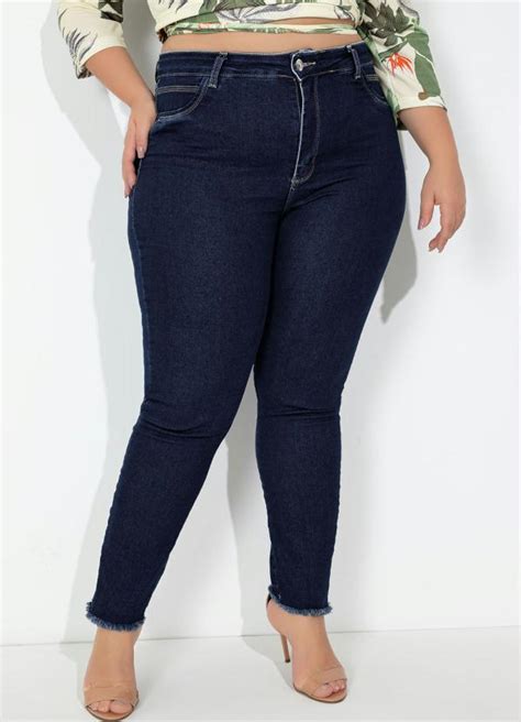 Cal A Jeans Cigarrete Desfiada Plus Size Sawary Sawary Jeans