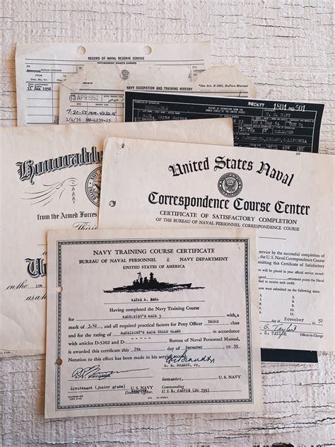 Vintage Military Documents Original Navy Papers Course Certificate