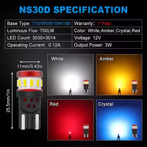 T10 W5W LED Indicator Bulb No Polarity - NAOEVO NS30D Series - NAOEVO