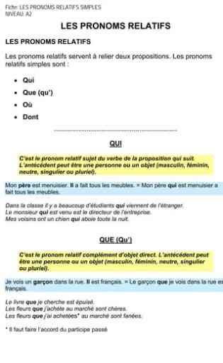 Exercices corrigés de pronoms relatifs et évaluation de nombres