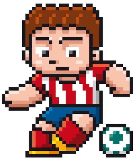 Cartoon Soccer Player Pixel Design Premium Vector