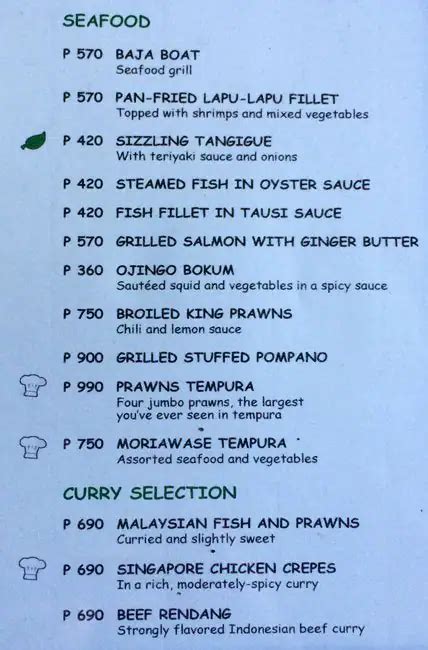 Menu at Fiji Restaurant, Lapu-Lapu City, Plantation Bay Resort & Spa Mactan