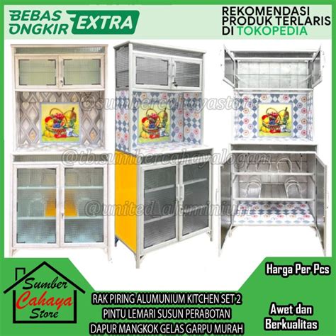 Jual RAK PIRING ALUMUNIUM KITCHEN SET 2 PINTU LEMARI SUSUN PERABOTAN