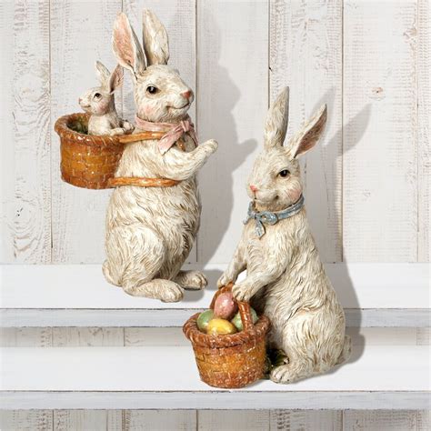 The Holiday Aisle 2 Piece Resin Bunny With Basket Set Wayfair