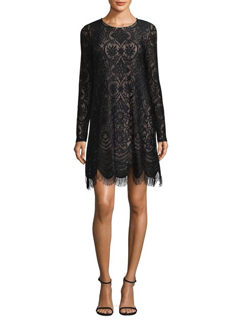 Bcbgmaxazria Long Sleeve Lace Shift Dress In Black Lyst