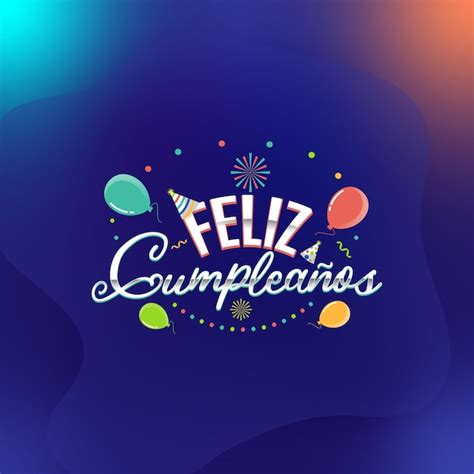 Deseo de feliz cumpleaños español colorido Vector Premium