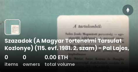 Szazadok A Magyar Tortenelmi Tarsulat Kozlonye 115 Evf 1981 2