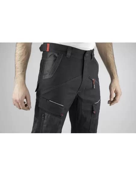 Pantalon Stretch Bicolore Poches Genouill Res Noir Cortex