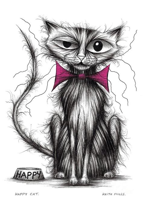 Happy Cat Drawing By Keith Mills Fine Art America