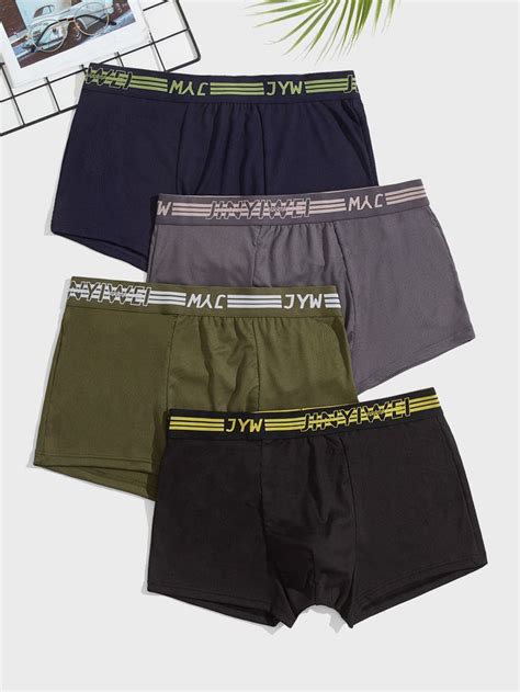 Men Pcs Contrast Letter Tape Boxer Brief Gym Shorts Womens Mens