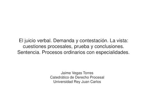 PDF El juicio verbal Demanda y contestación La vista jaimevegas