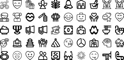 Set Of Happy Icons Collection Isolated Silhouette Solid Icons Including