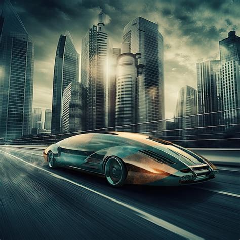 Premium Photo A Futuristic Car In The Middle Of A City With