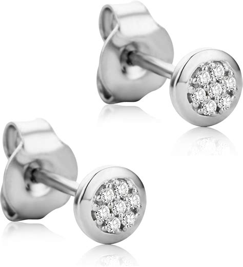 Orovi Ohrringe Ohrstecker mit Diamant 0 05 crt Damen Weißgold