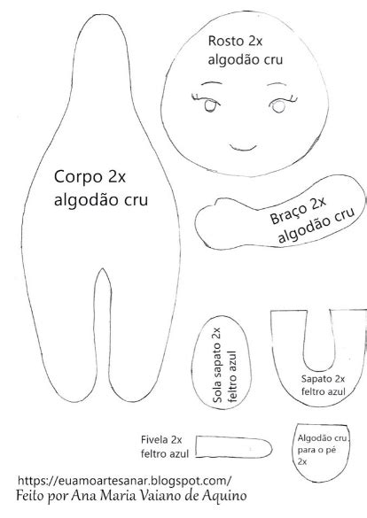 Como Fazer Boneca De Pano Moldes Feltro E Moldes Para Artesanato