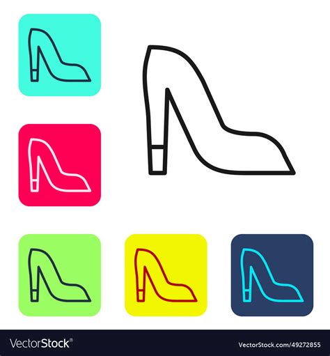 Black Line Woman Shoe With High Heel Icon Vector Image