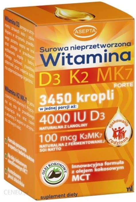 Asepta Witamina D3 K2 Mk7 D3 4000Iu K2 100Mcg Krople 30ml Opinie I